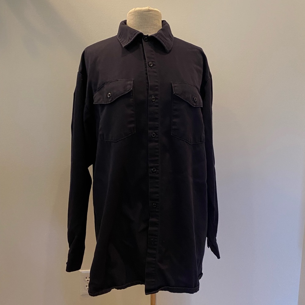 Vintage Big  Bill Workwear Mens Navy Flame Resistance Shirt w Pockets /Sz XXLT